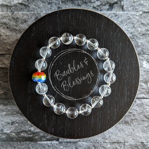 Elegant Rainbow Flower Bracelet with Quartz or Onyx (MTO)