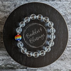 Elegant Rainbow Flower Bracelet with Quartz or Onyx (MTO)