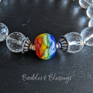 Elegant Rainbow Flower Bracelet with Quartz or Onyx (MTO)
