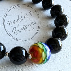 Elegant Rainbow Flower Bracelet with Quartz or Onyx (MTO)
