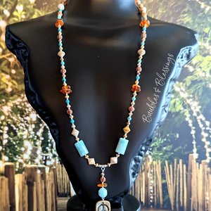 Hippie Peace Necklace with Gemstones & Czech Glass