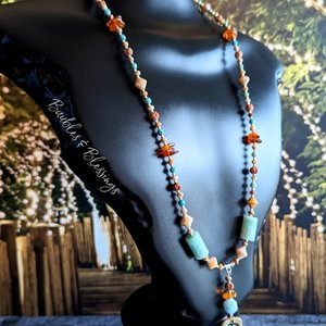 Hippie Peace Necklace with Gemstones & Czech Glass