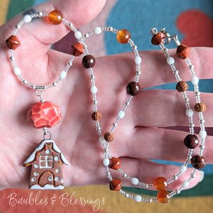 Gingerbread Necklace with Czech Glass, Earthy Gems & Gaea Focal