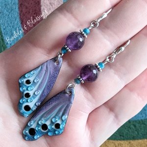 Purple & Blue Butterfly Earrings with Amethyst & Apatite