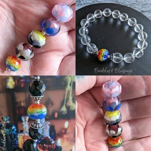 Elegant Rainbow Flower Bracelet with Quartz or Onyx (MTO)