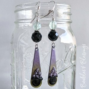 Witchy Cauldron Earrings with Onyx & Fluorite