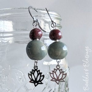 Little Lotus Earrings with Colorful Ceramic Beads