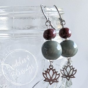 Little Lotus Earrings with Colorful Ceramic Beads