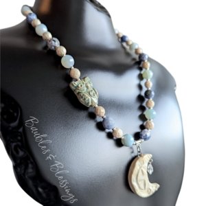RESERVED for L: DISCOUNTED Owl & Crescent Moon Necklace