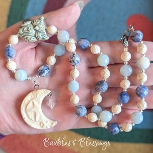 RESERVED for L: DISCOUNTED Owl & Crescent Moon Necklace