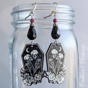 Eternal Embrace Skeleton Earrings with Onyx & Ruby (MTO)