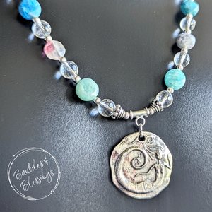 Mermaid Necklace with Apatite, Amazonite & Lepidolite