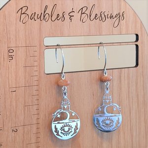 Sunstone & Stainless Steel Potion Bottle Earrings