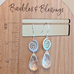 Quartz & Sterling Silver Spiral Earrings