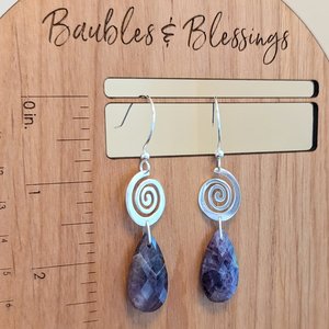 Amethyst & Sterling Silver Spiral Earrings