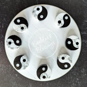 Obsidian & Howlite Yin & Yang Button