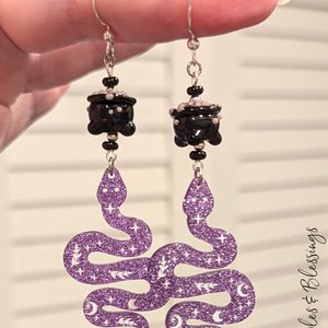 RESERVED for S: Custom Purple Snake Earrings