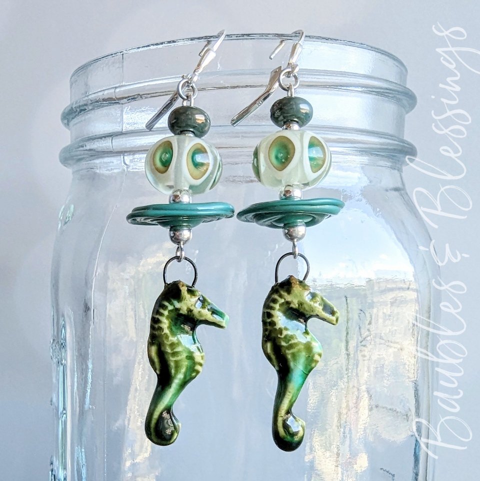Multi-Artist Seahorse Earrings with Lampwork Beads