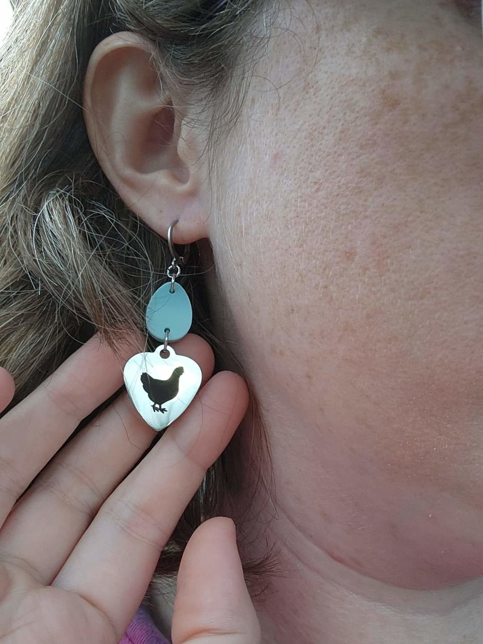 Chicken Earrings with Acrylic Eggs: Pick Your Color! (MTO)