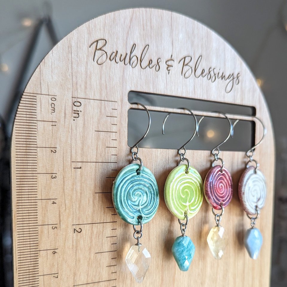 Lime Labyrinth Earrings with Faceted Amazonite Drops