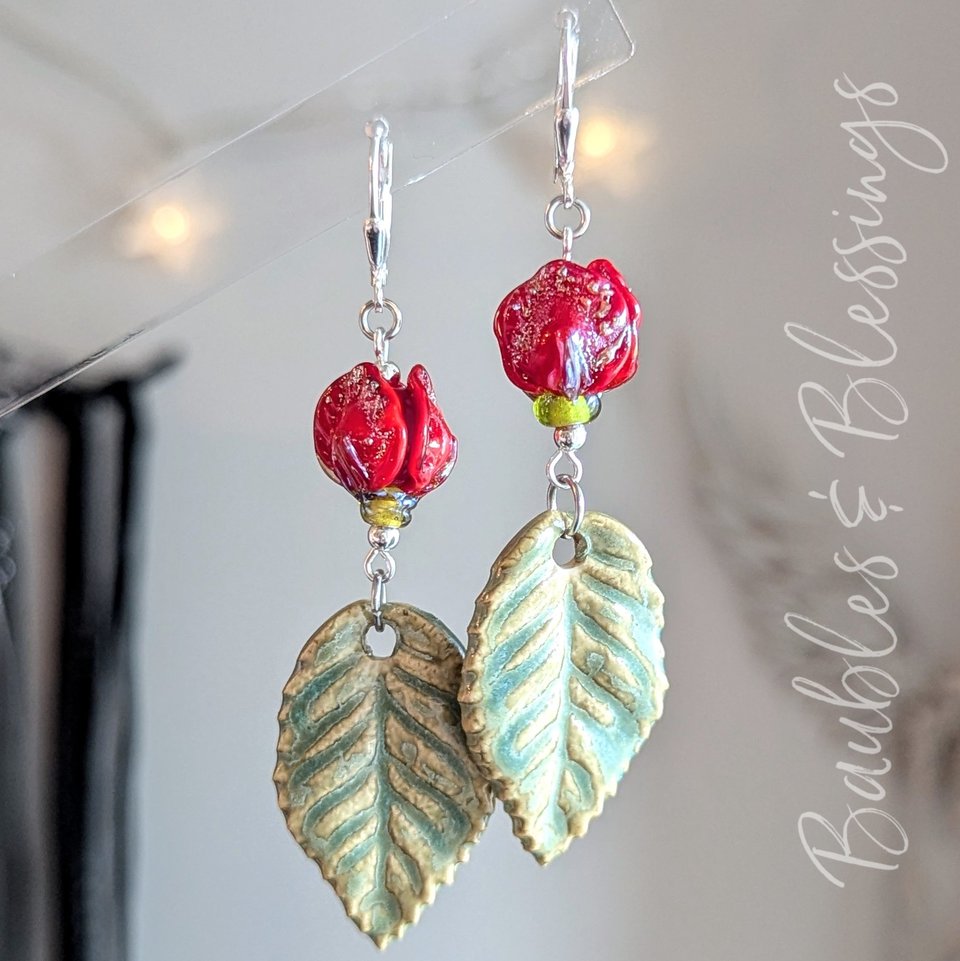 Kitty Skeleton Earrings with Handmade Ceramic Charms