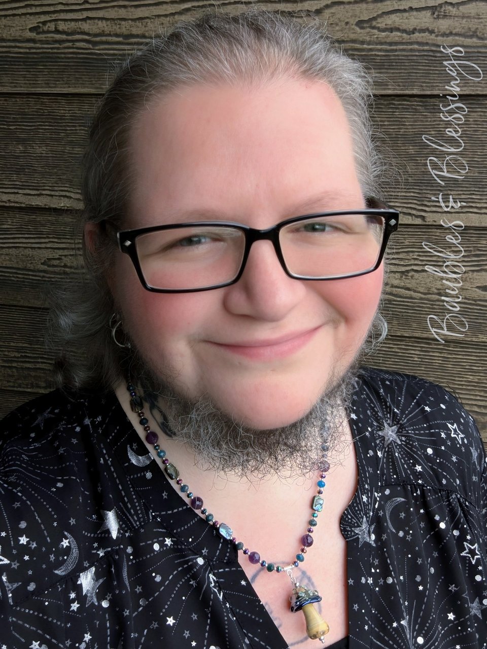 Galaxy Mushroom Necklace with Amethyst & Pāua Shell