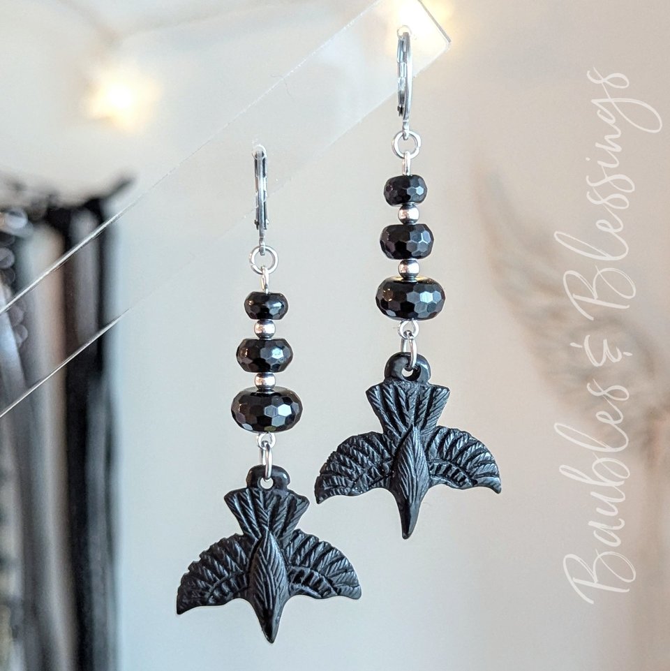 Dark & Moody Raven Earrings with Graduated Onyx Beads (MTO)