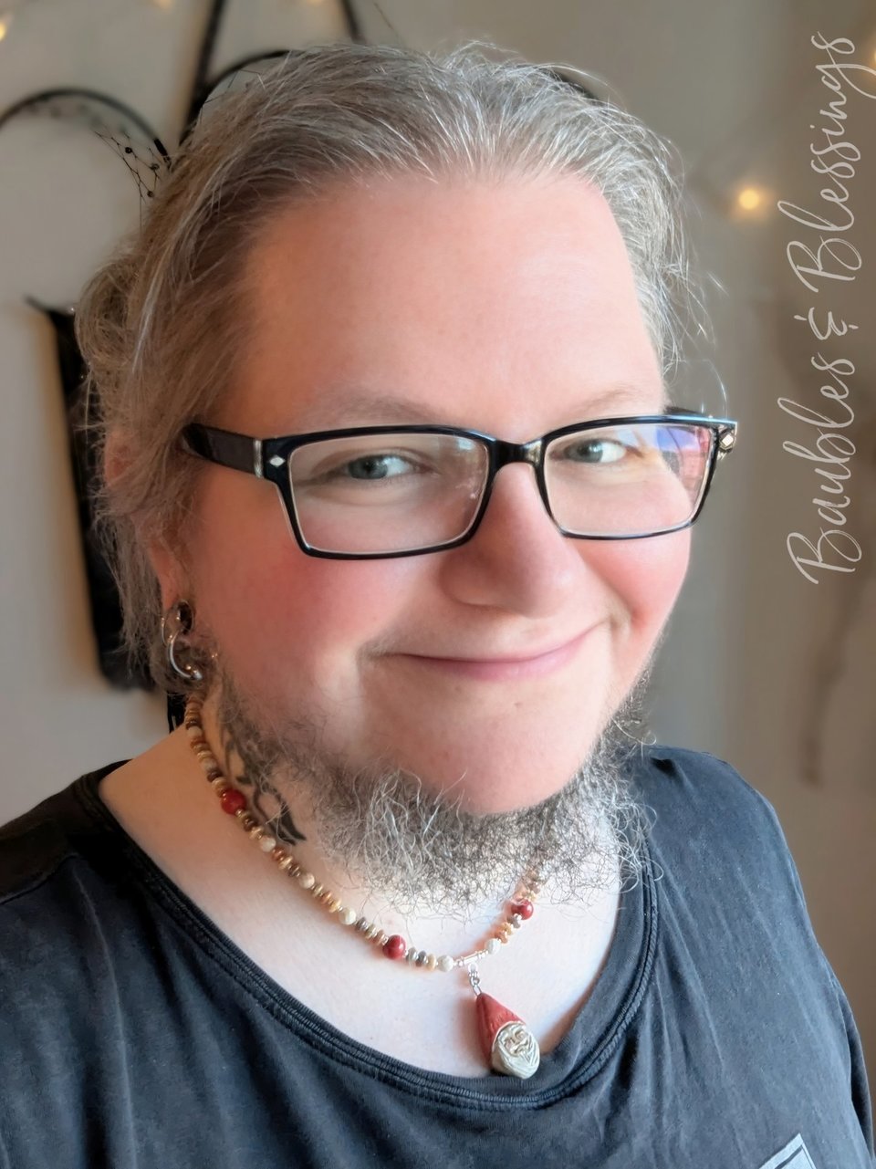 Cozy Cottagecore Gnome & Mushroom Necklace with Gaea Beads