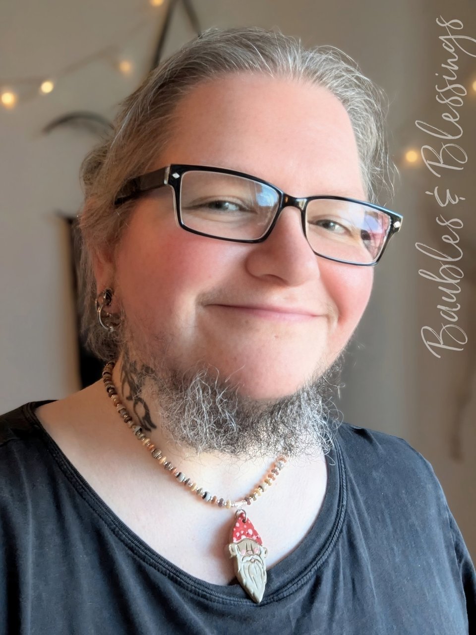 Sweet Cottagecore Gnome Necklace with Gaea Pendant