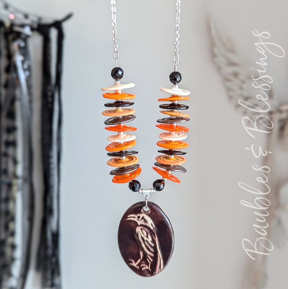 Bold Raven Statement Necklace with Beadfreaky Focal