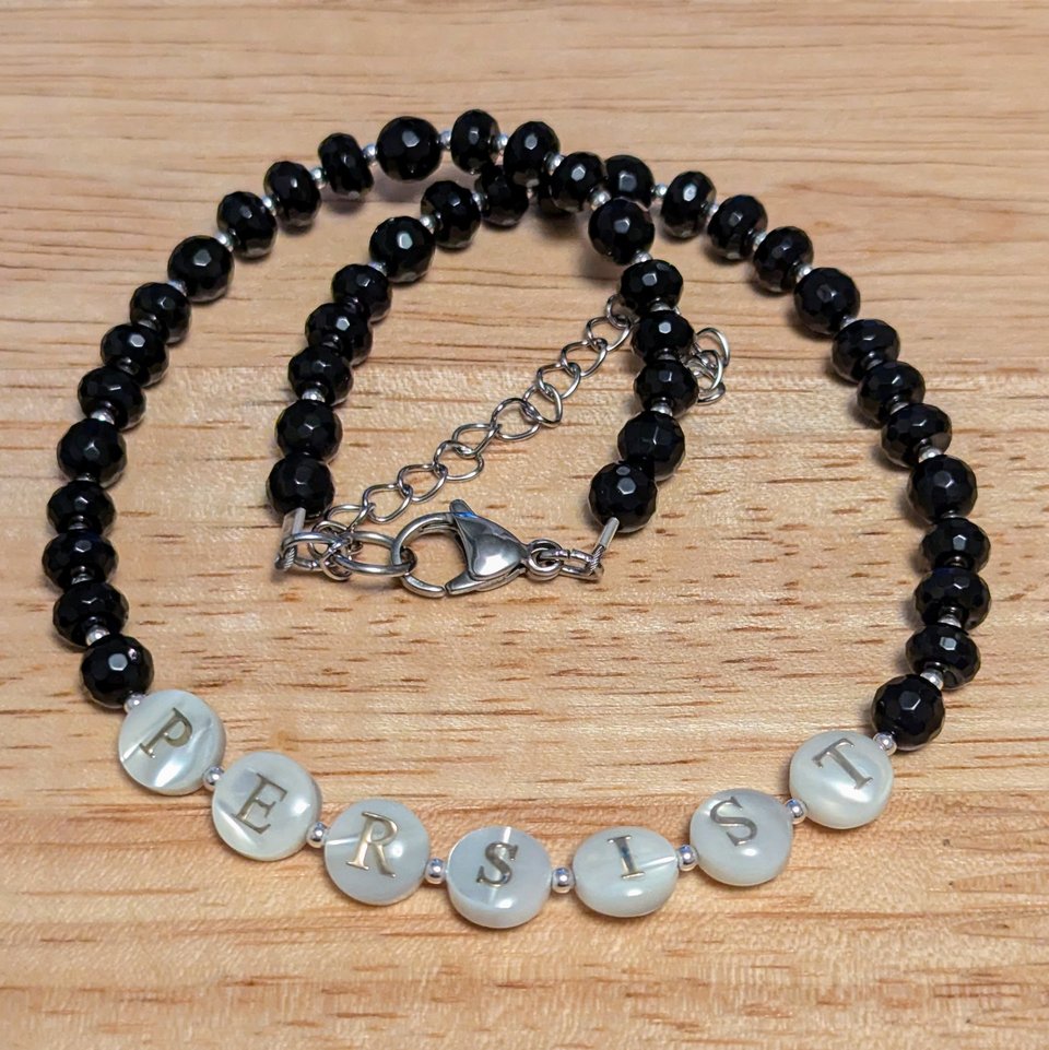 RESERVED for J: Custom PERSIST Necklace with Onyx