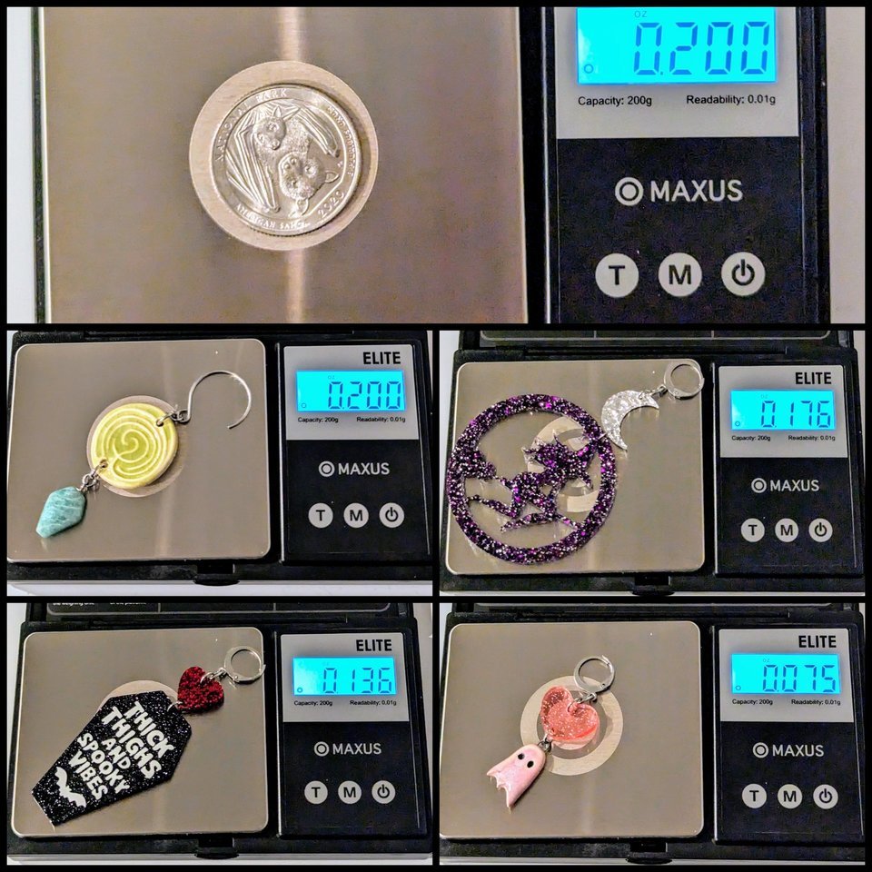 Witchy Kitty Earrings with Stainless Crescent Moons