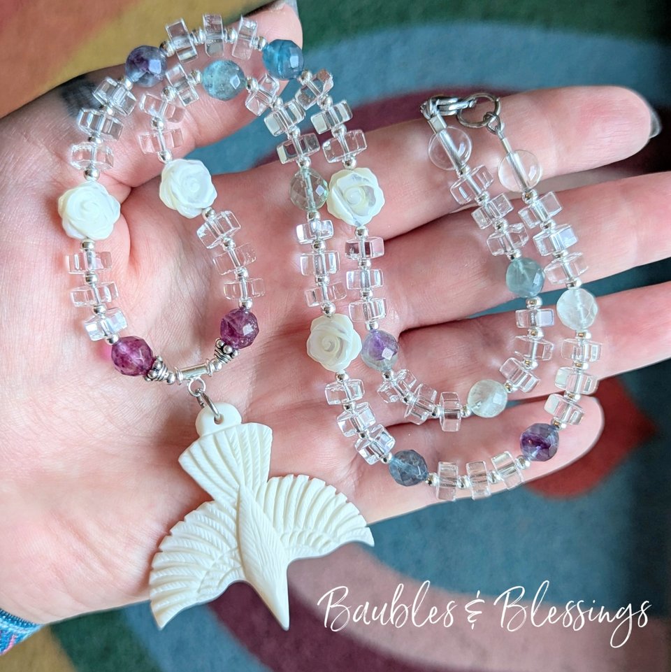 RESERVED for J: Copy, White Raven Necklace