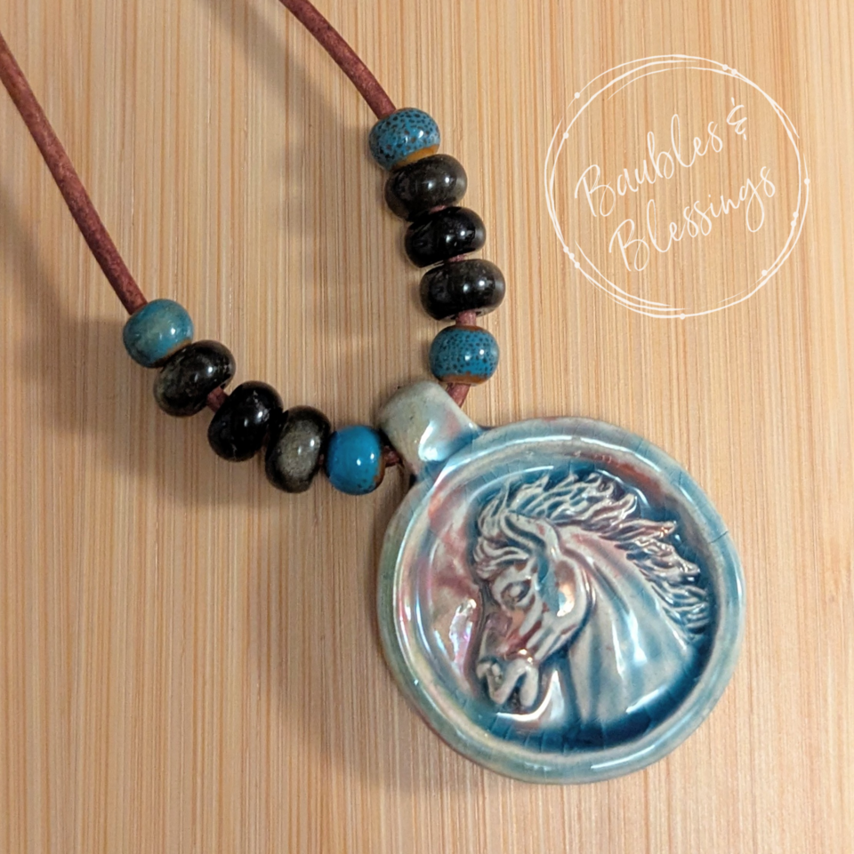 RESERVED for P: Horse Necklace with Golden Sheen Obsidian