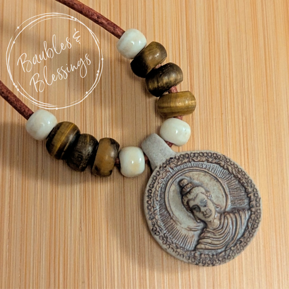 Fidget-Friendly Ceramic Buddha Necklace