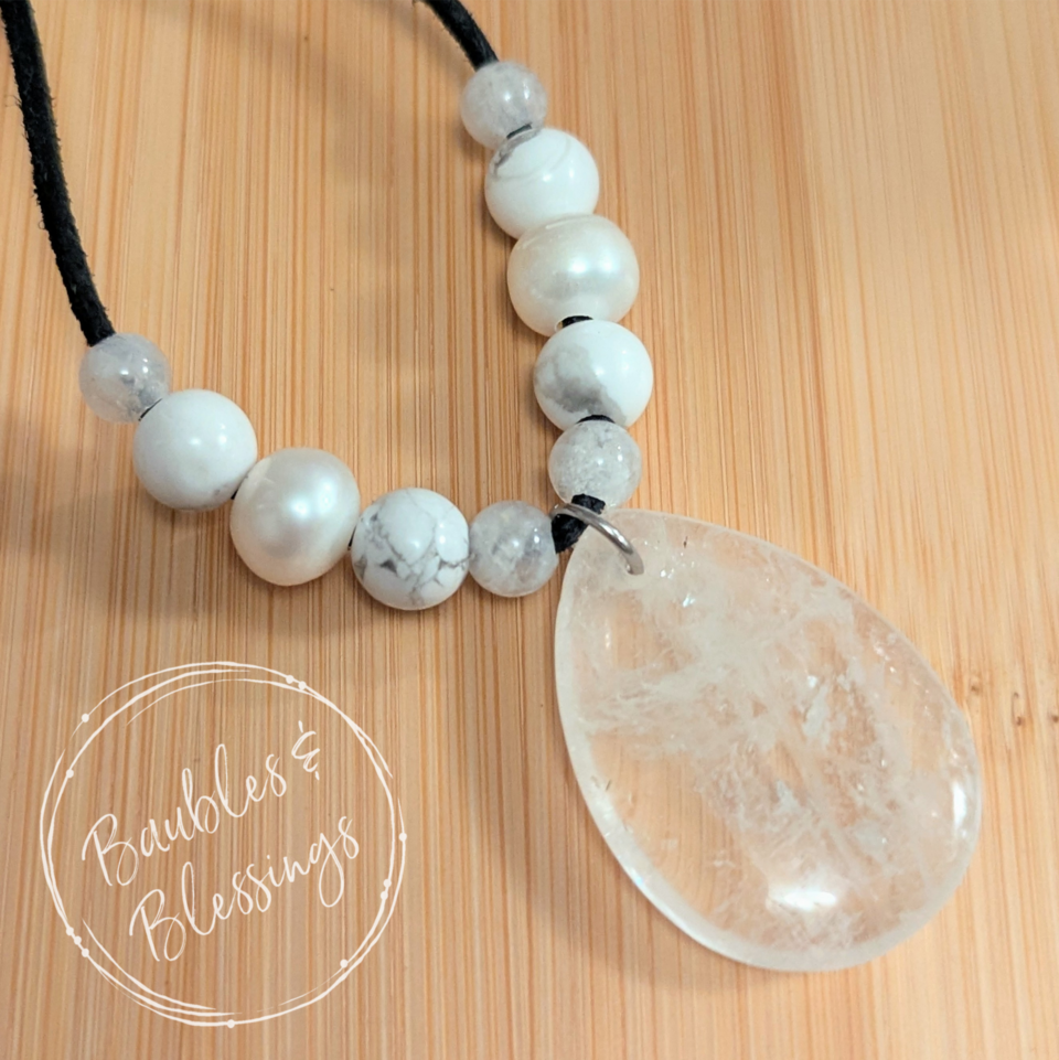 RESERVED for M: Chunky Quartz Teardrop Necklace