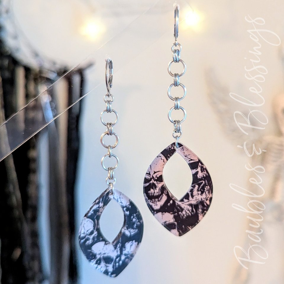 Witchy Kitty Earrings with Stainless Crescent Moons