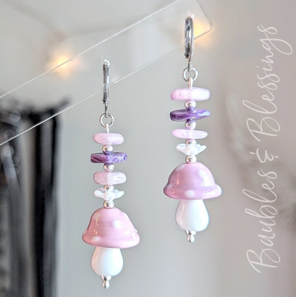 RESERVED for A: Mushroom Earrings