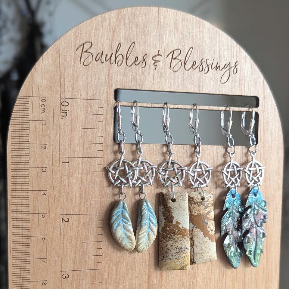 Colorful Lampwork Enameled Leaf Earrings 