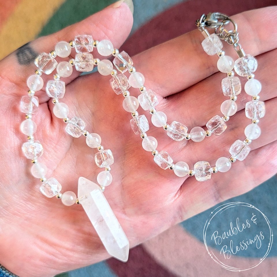 Crown Chakra Crystal Necklace with Quartz & Selenite