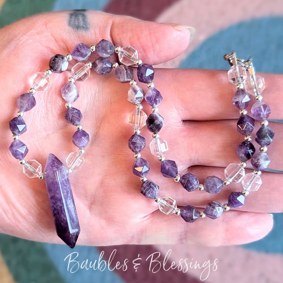 Third Eye Chakra Crystal Necklace with Amethyst