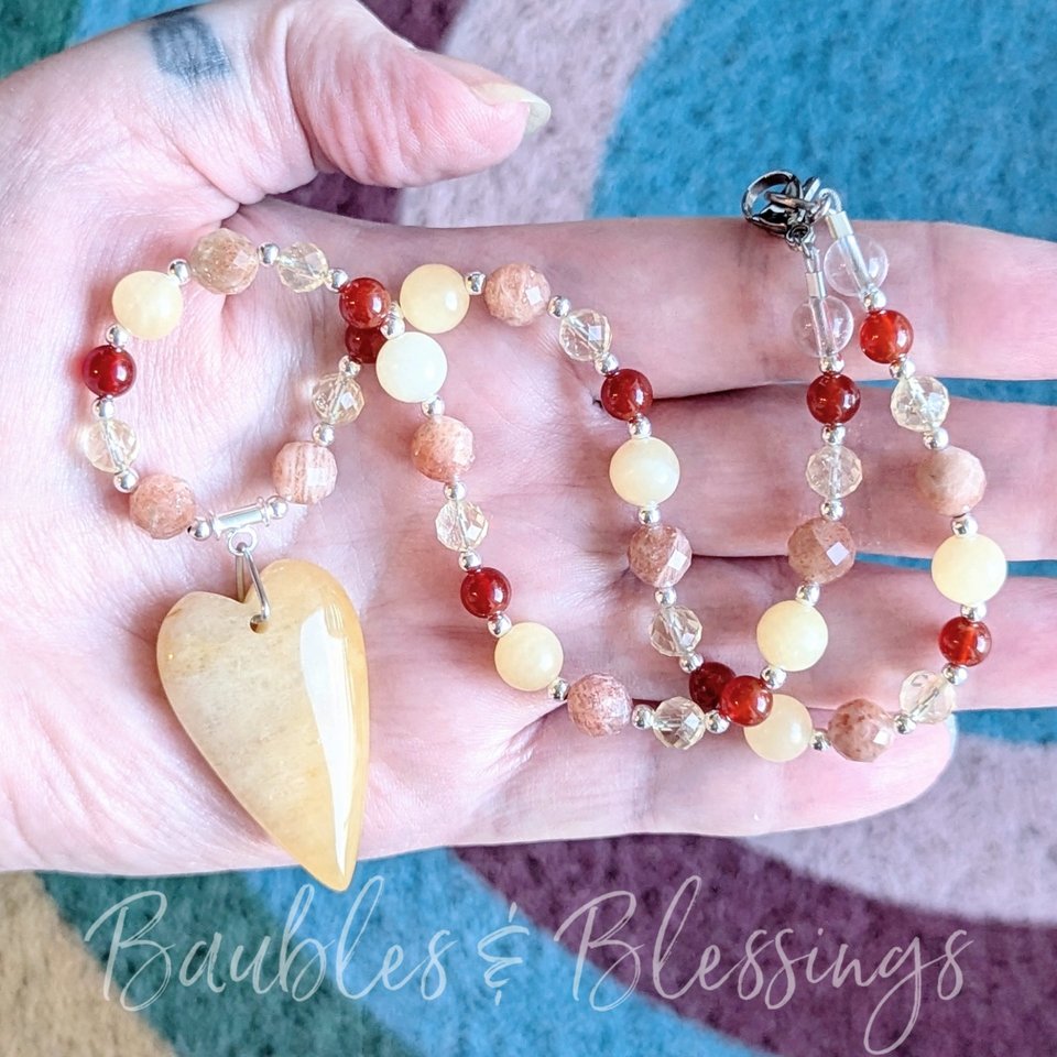 Inspired by Brighid: Solar Plexus & Sacral Chakra Heart Necklace