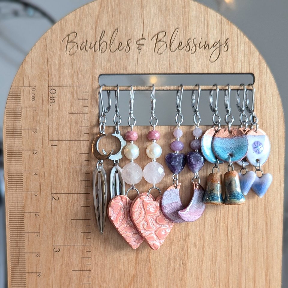 RESERVED for G: Crescent Moon & Feather Earrings