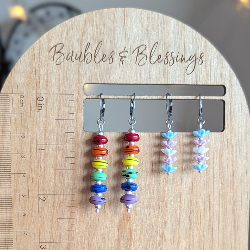 Elegant Rainbow Earrings with Handmade Beads