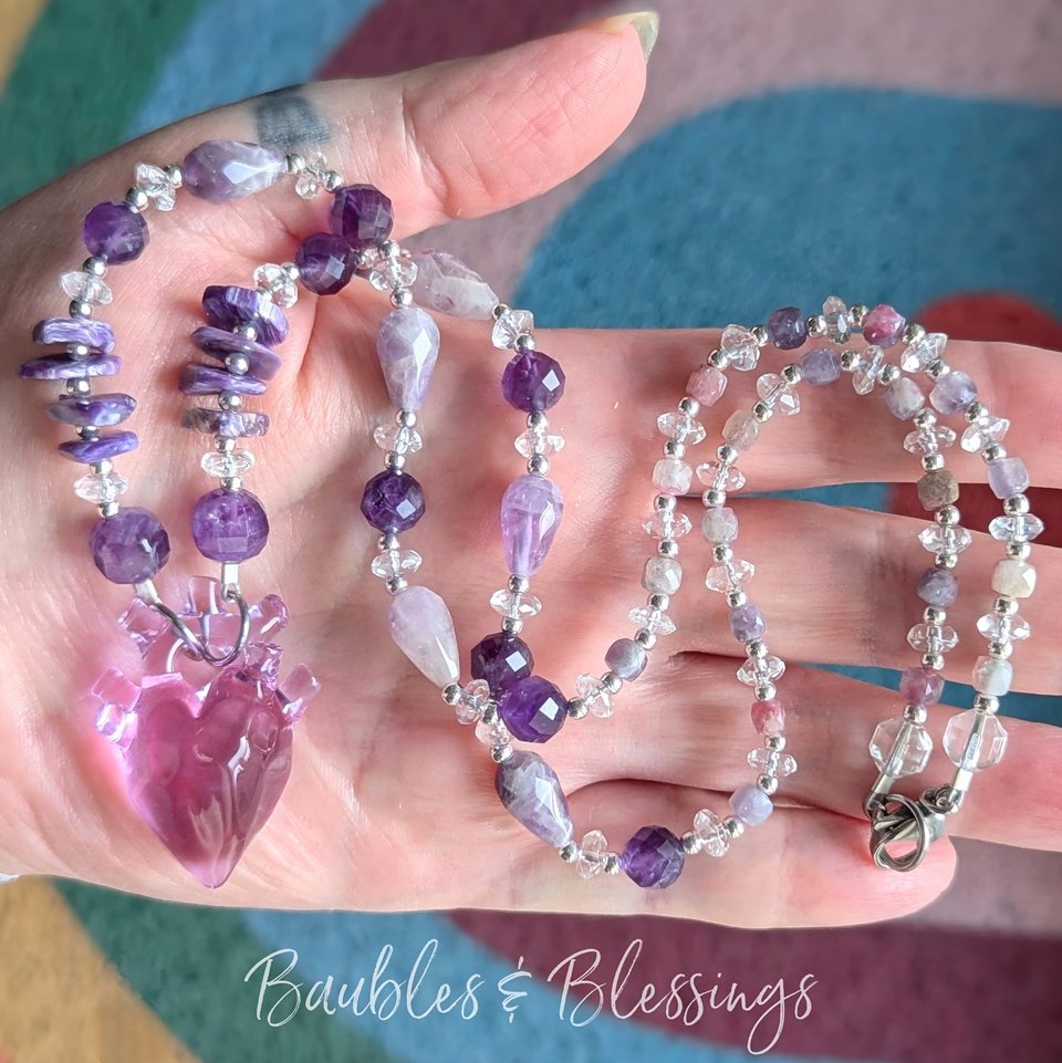 RESERVED for T: Purple Gem Heart Necklace