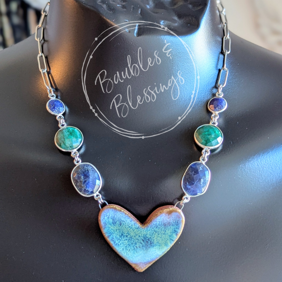 RESERVED for L: Gem Necklace with Heart