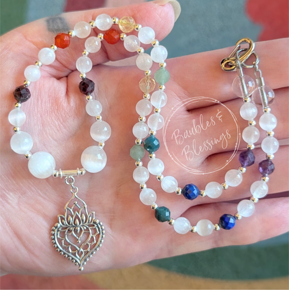 RESERVED for L: Chakra Necklace with Lotus