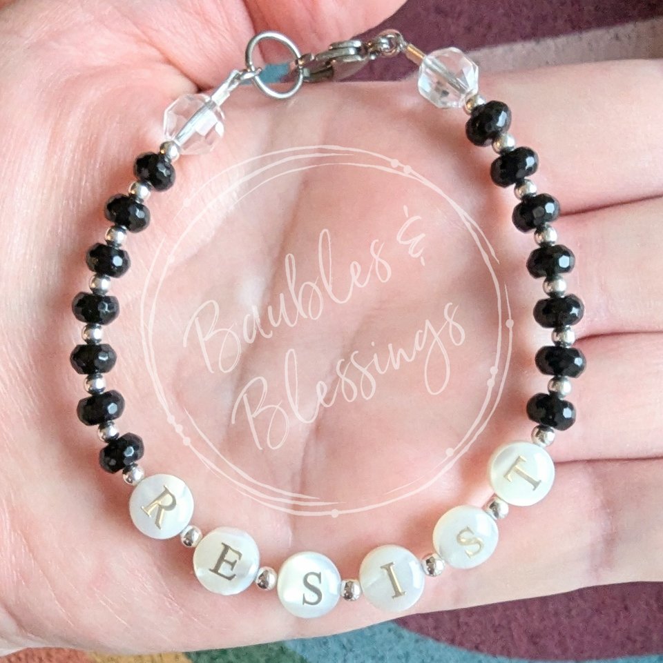 RESIST Bracelet with Black Onyx & Mother of Pearl