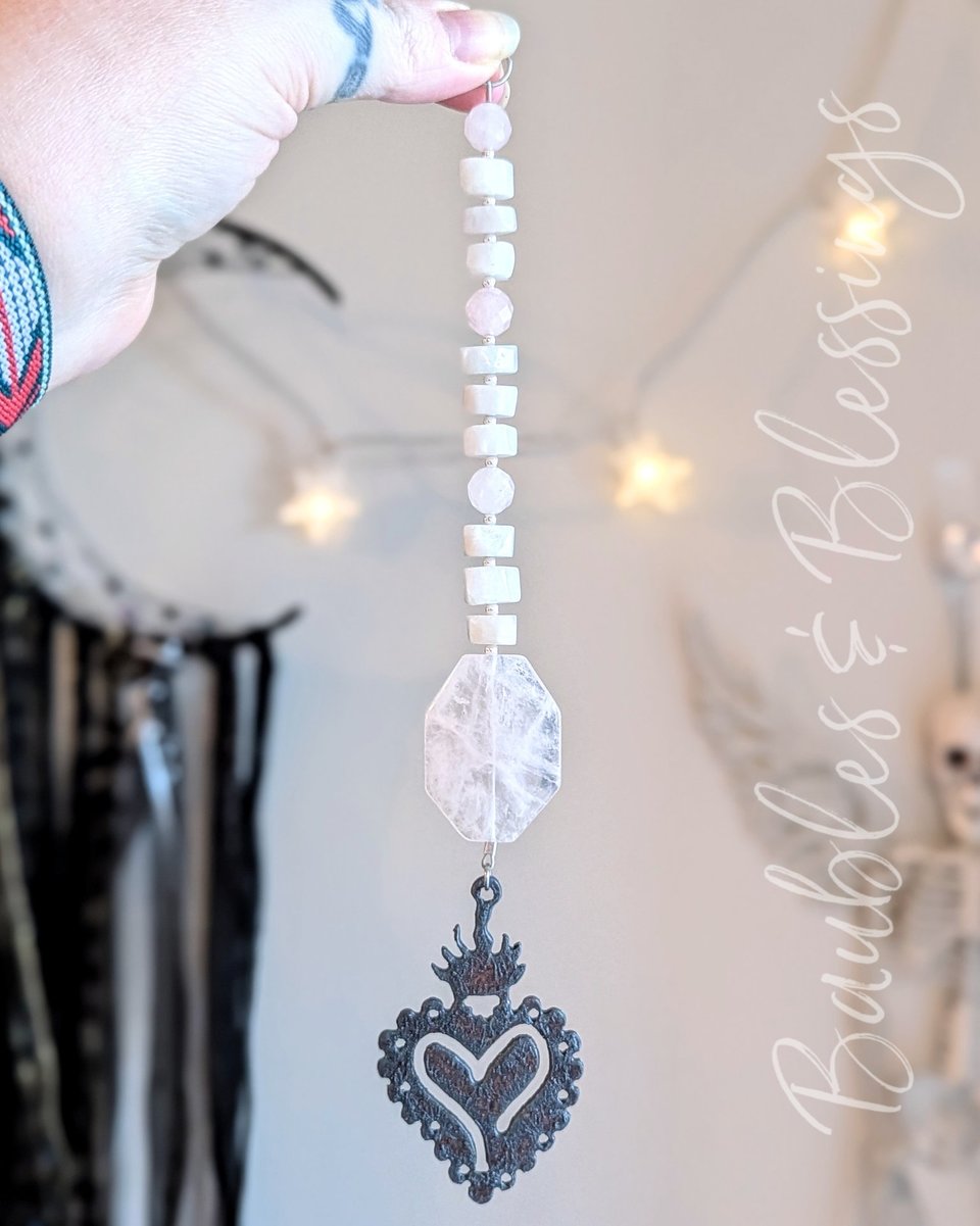 Sacred Heart Talisman with Moonstone & Rose Quartz