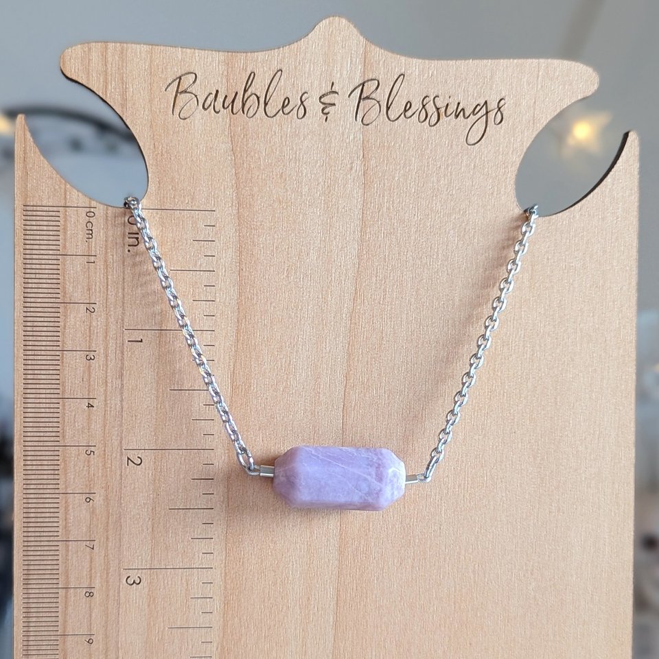 Simple Lepidolite Necklace: Heart & Higher Chakras